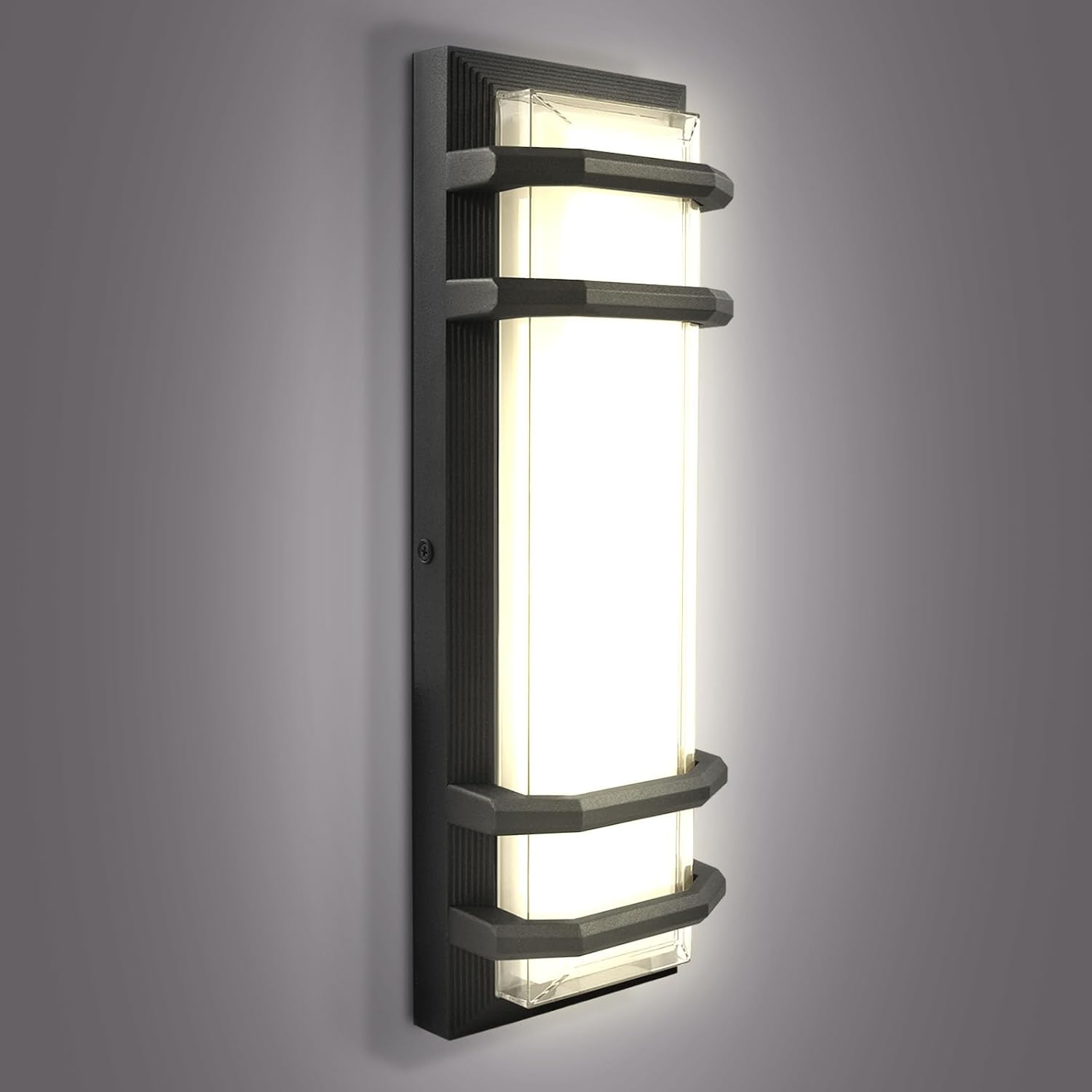 LUXRITE LED Outdoor Wall Light, 15.75in Modern Outdoor Wall Sconce, 3CCT 3000K 4000K 5000K, 15W Aluminum Exterior Light Fixture, IP65 Waterproof, Outside Lights for House, Porch, Patio, Garage