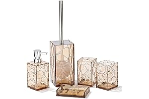 Clear Acrylic Rust-Free Bathroom Accessories 5-Piece Set in Brown