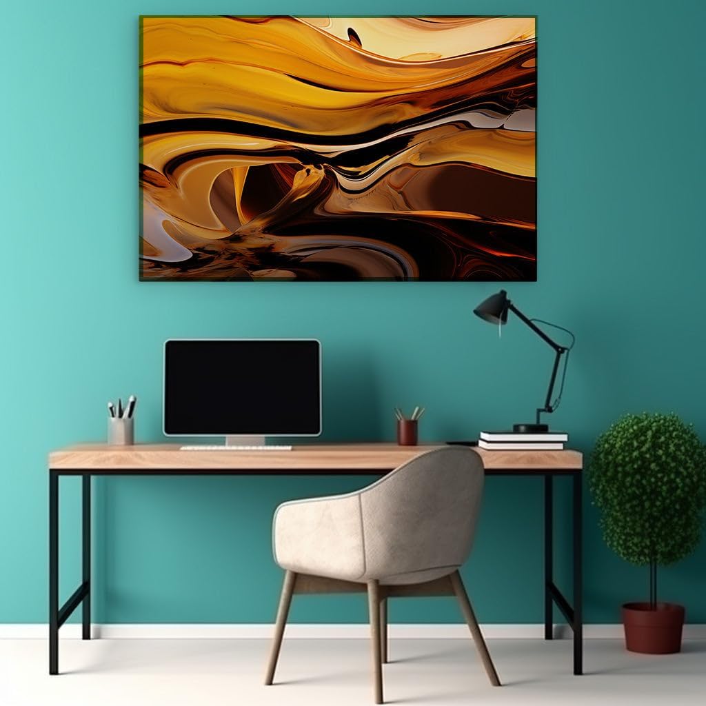 Canvas for Living room. Energizing Swirls: Capturing Movement in a Contemporary Color Fusion, 27 x 18 inch Canvas Wall Art - Ready to Hang