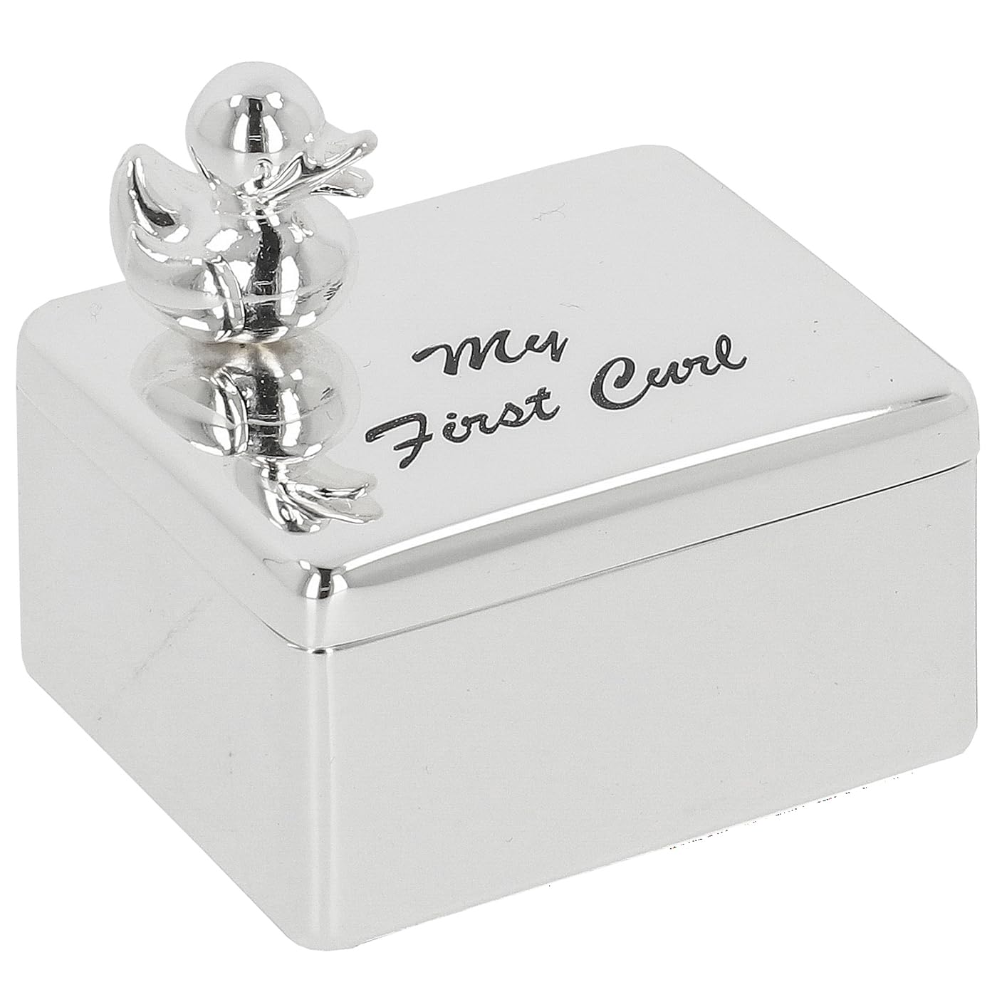 Shudehill Giftware First Curl Silver Plated Duck /Tooth Box - Cute Little Storage Box For Baby Tooth Or Curl - Sentimental Gift