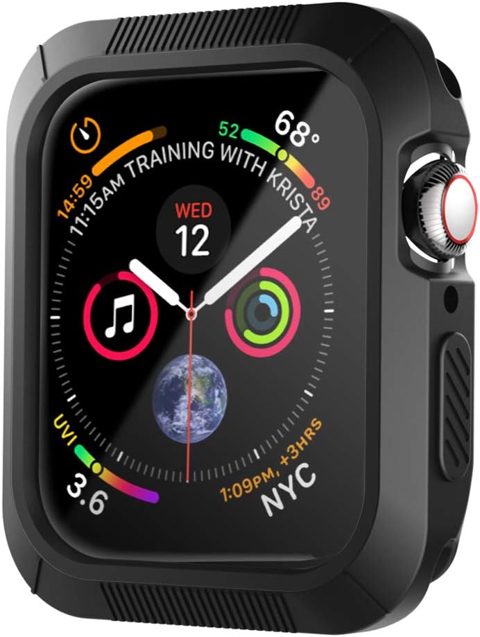 XICHENK Compatible with Apple Watch Case 40mm, Shock-Proof and Shatter-Resistant Protective Case Replacement for Apple Watch Series 4 - Black