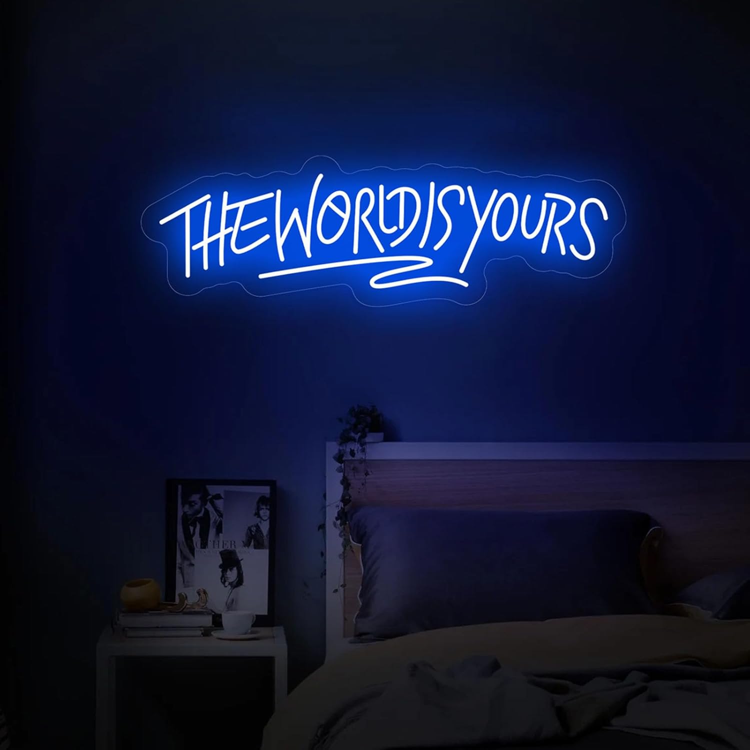 The World Is Yours Neon Sign for Wall Decor USB Power Dimmable LED Light Signs for Bedroom Game Room Mens Cave Beer Bar Wedding Birthday Empowering Party Letters Neon Light Up Sign For Office Graduation Birthday Gift for Women Man Teens - Image 3
