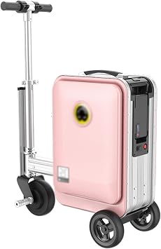 Riding Suitcase, 20-inch Electric Luggage, Travel Boarding Smart Box, 20L Large Capacity, Combination Lock, for Adults/Teenagers,Pink