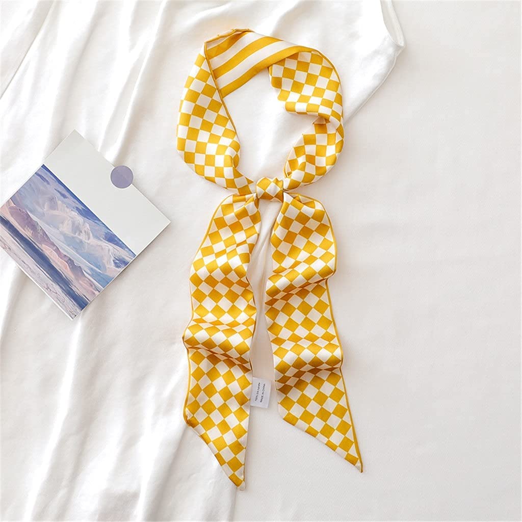 Bufanda de Mujer Bufanda Cuadrada Estampado de Corbata de Pelo Pañuelo de Seda Satinada Pañuelo de Cabeza para Mujer Bufanda de Seda de Tira Larga pequeña (C 6 * 125CM)