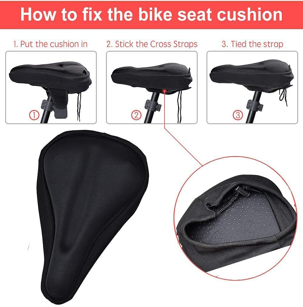 AlexVyan 1 Pcs New Black Bicycle Silicone Gel Saddle Seat & Cycling Cushion Pad Bike Gel Cover-1 Pcs 4