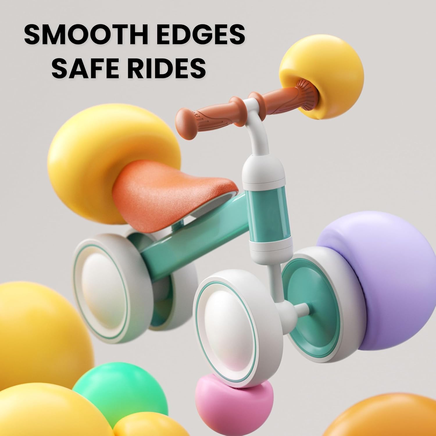 EXVITO Kids Baby Balance Bike for 1-2 Years Old Boys and Girls, Toddler Best First Birthday Gift | Toddler First Bike with 4-Wheel Stability | No Pedal Ride-On Toy for Indoor & Outdoor Use - Green - Image 2 thumbnail
