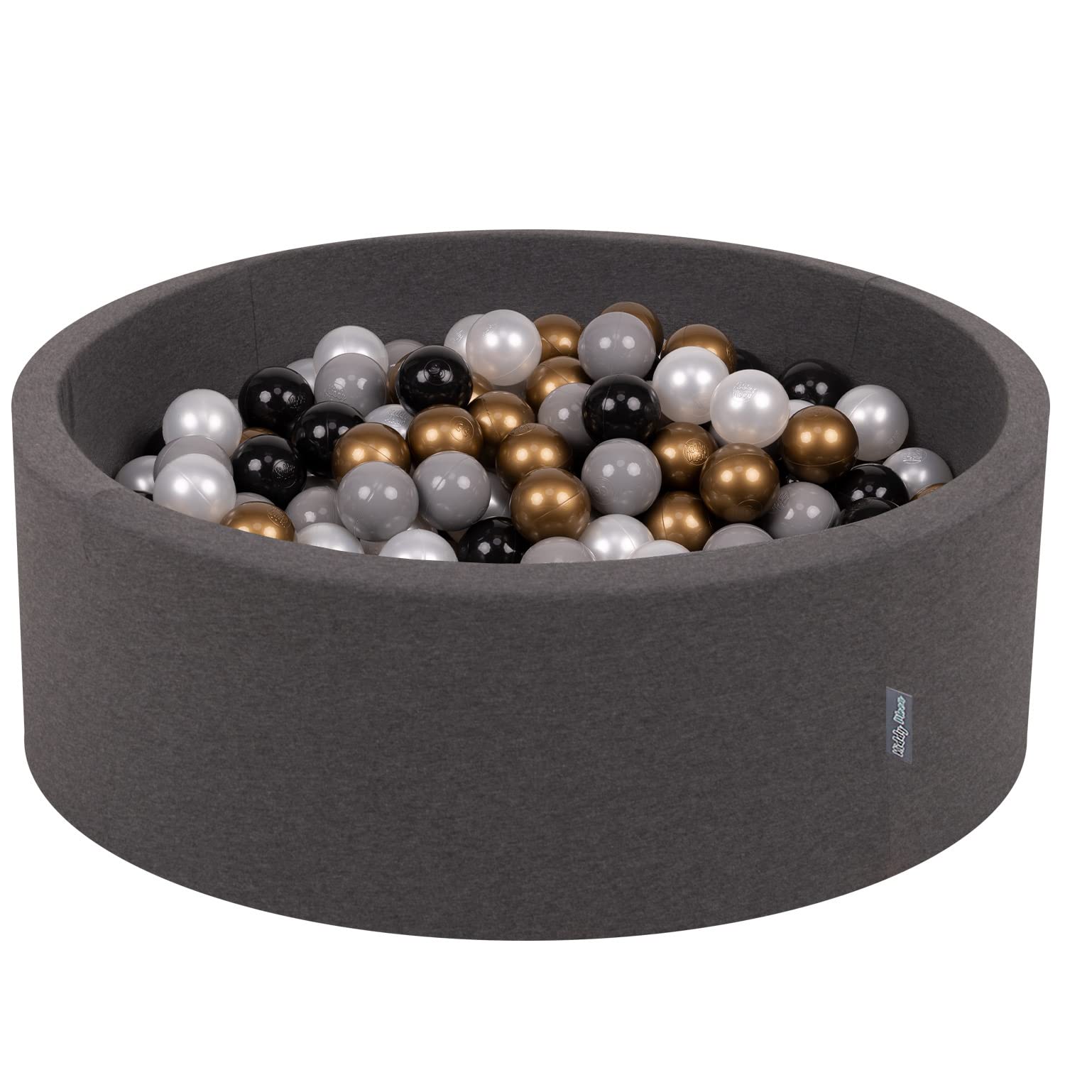 KiddyMoon Schuim Ballenbak Voor Kinderen Met Ballen 7 Cm Gemaakt In EU, Donkergrijs:Zwart Parel Goud Grijs,90X30cm/300 Ballen