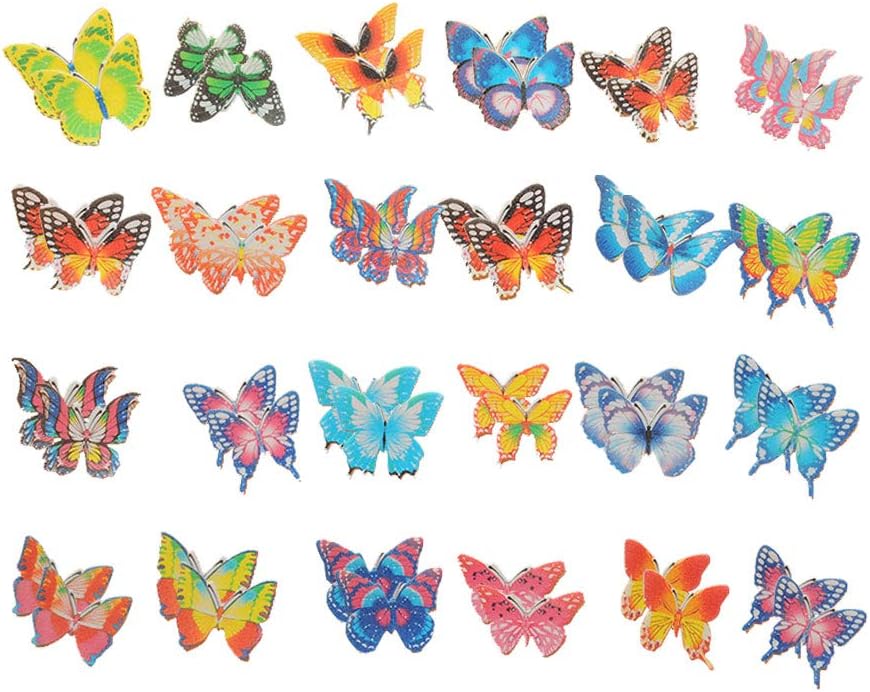 Garneck 40pcs Edible Cupcake Toppers,Butterfly Rice Paper Cake & Cupcake Toppers Christmas Birthday Wedding Party Food Decoration(Assorted Pattern)
