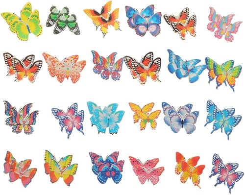 Garneck 40 adornos comestibles para cupcakes, mariposas comestibles, papel de arroz con mariposas para tartas y cupcakes, Navidad, cumpleaños, boda,