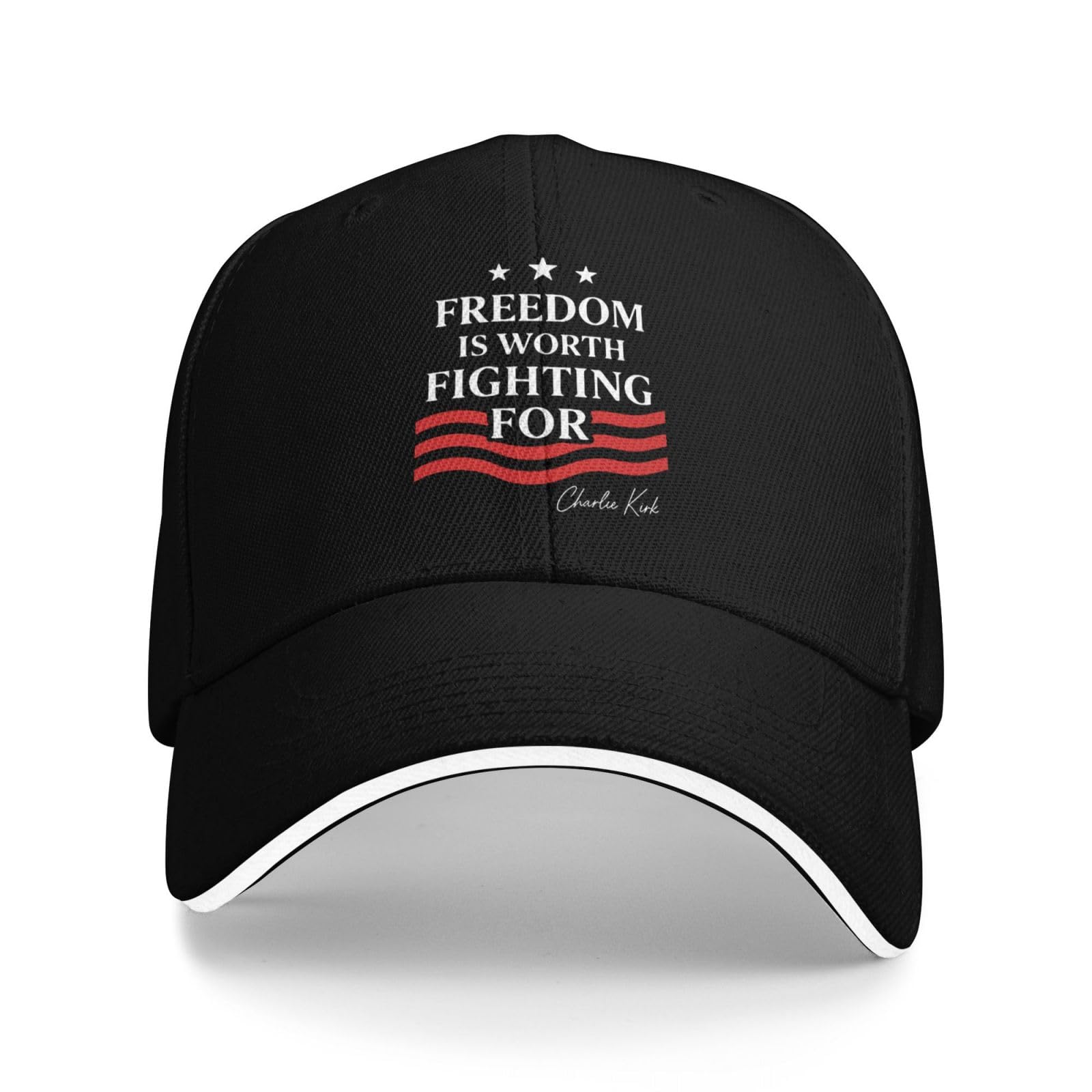 Kwqdozf Unisex Black Freedom Is Worth Fighting For Charlie Kirk Hat For Men Funny Dad Hat Gifts For Men
