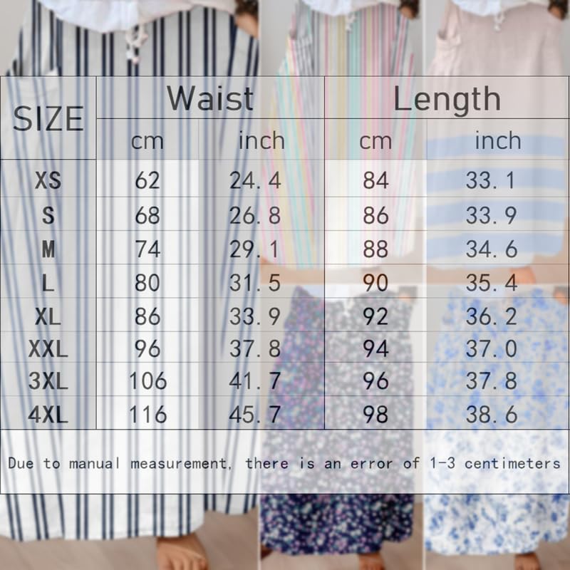 Women's Boho High Elastic Waist Maxi Skirt Summer Casual Flowy Floral Print Loose Long Skirts with Pockets4