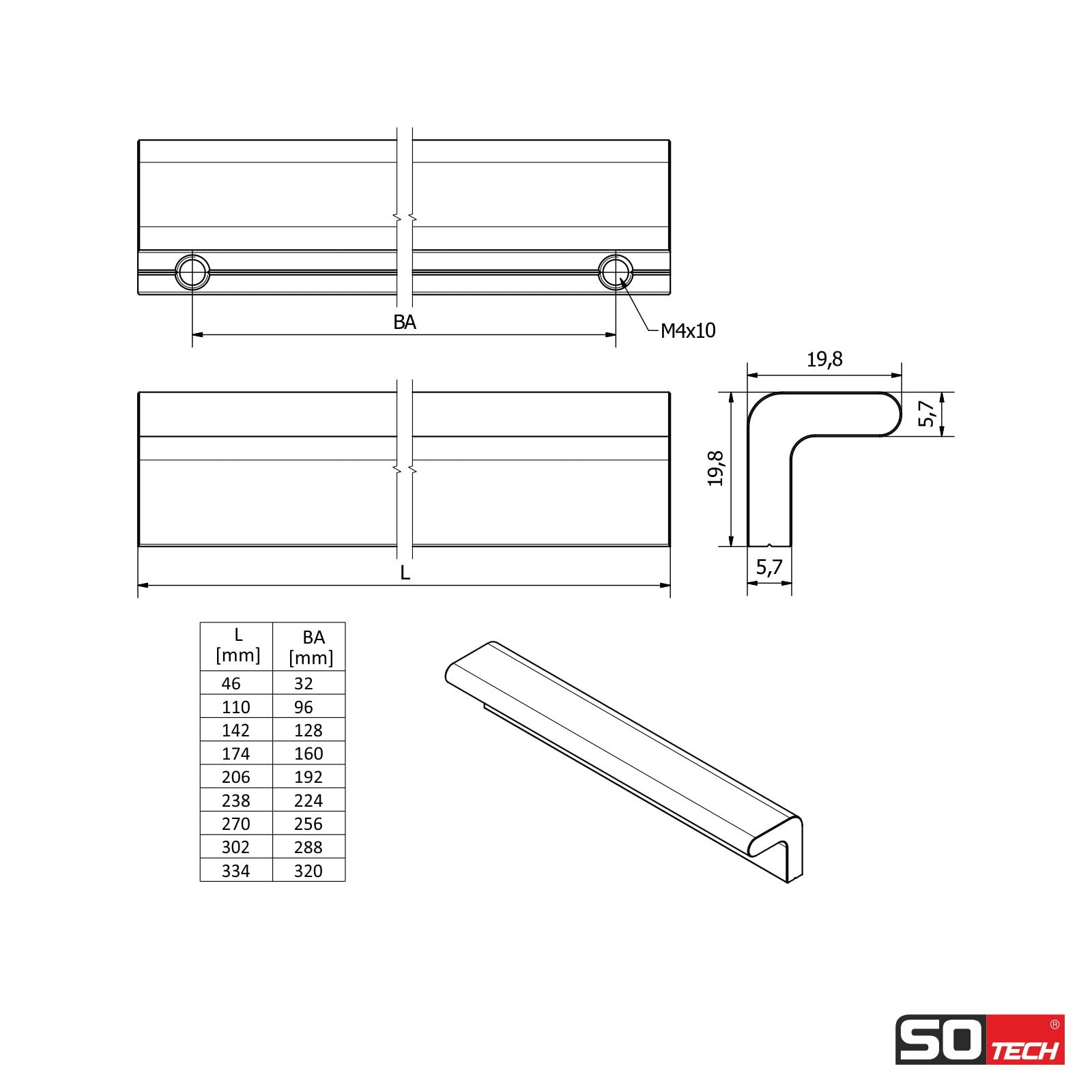 Maniglia Per Mobili Malmö BA In Alluminio Anodizzato - Distanza Fori 32 Mm - Foto 7