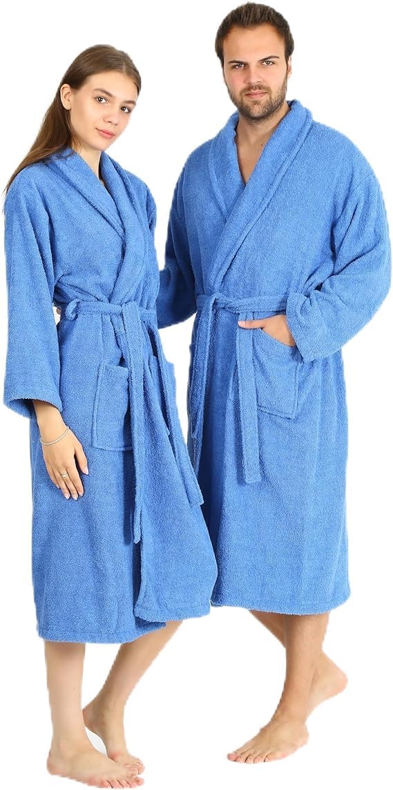 HALLEY Luxury Bathrobe for Women & Men, Shawl Collar Spa Bath Robes Terry Cotton Ultra Soft Shower Robe with Pockets