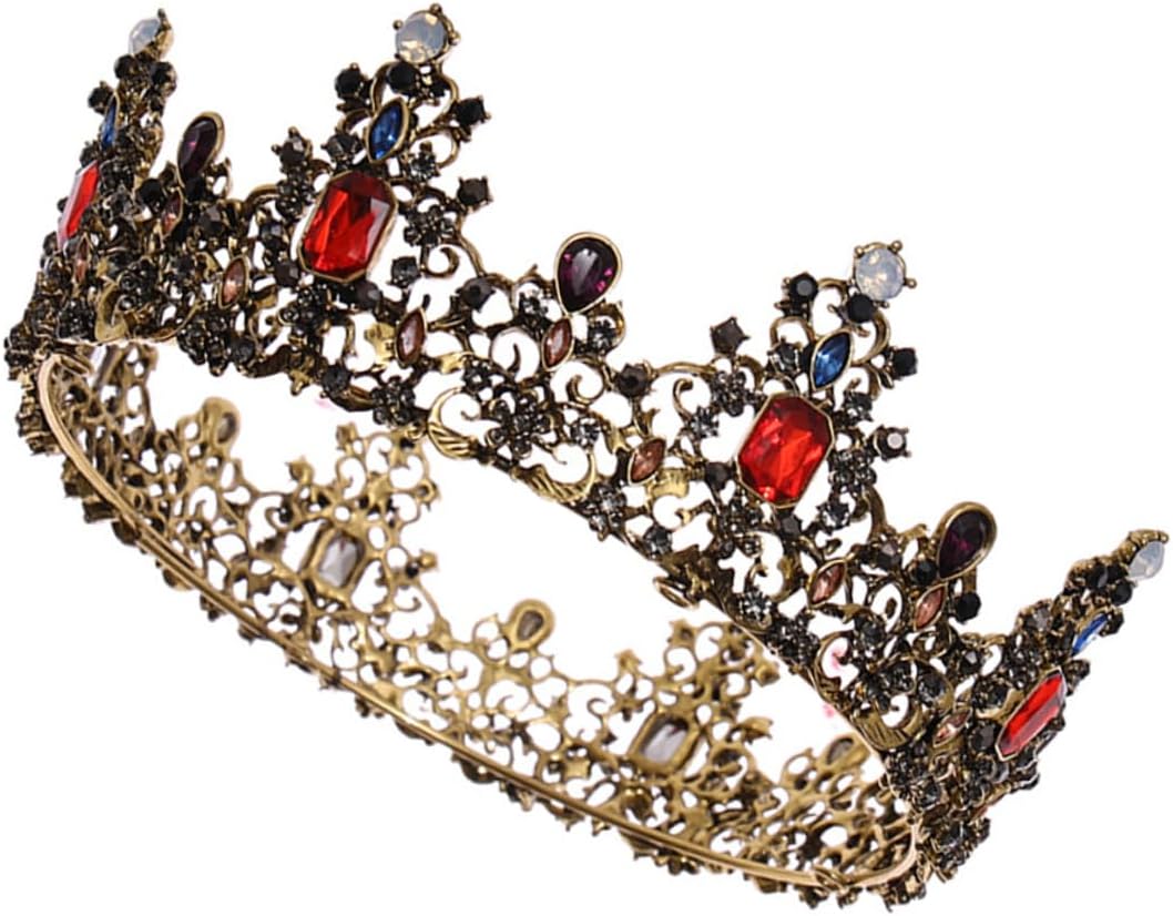Baroque Rhinestone Bridal Tiara Crown for Women Zinc Alloy Wedding Headdress Retro Style Circlet Hair Accessory