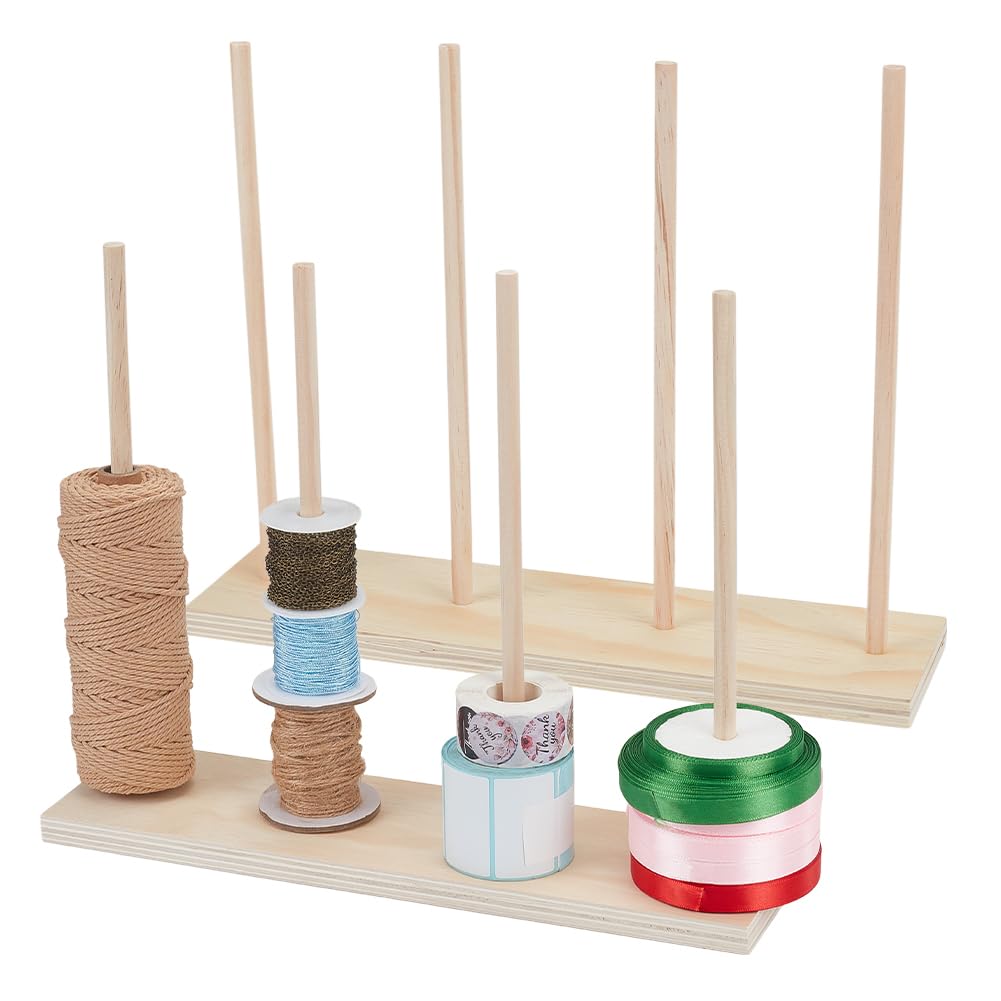 UNICRAFTALE Organizer per nastri in legno, supporto per bobine di stoccaggio, organizer per bobine di filo, supporto per cucito, fai da te, nastro a rete, ghirlanda, uncinetto, arte, confezione regalo