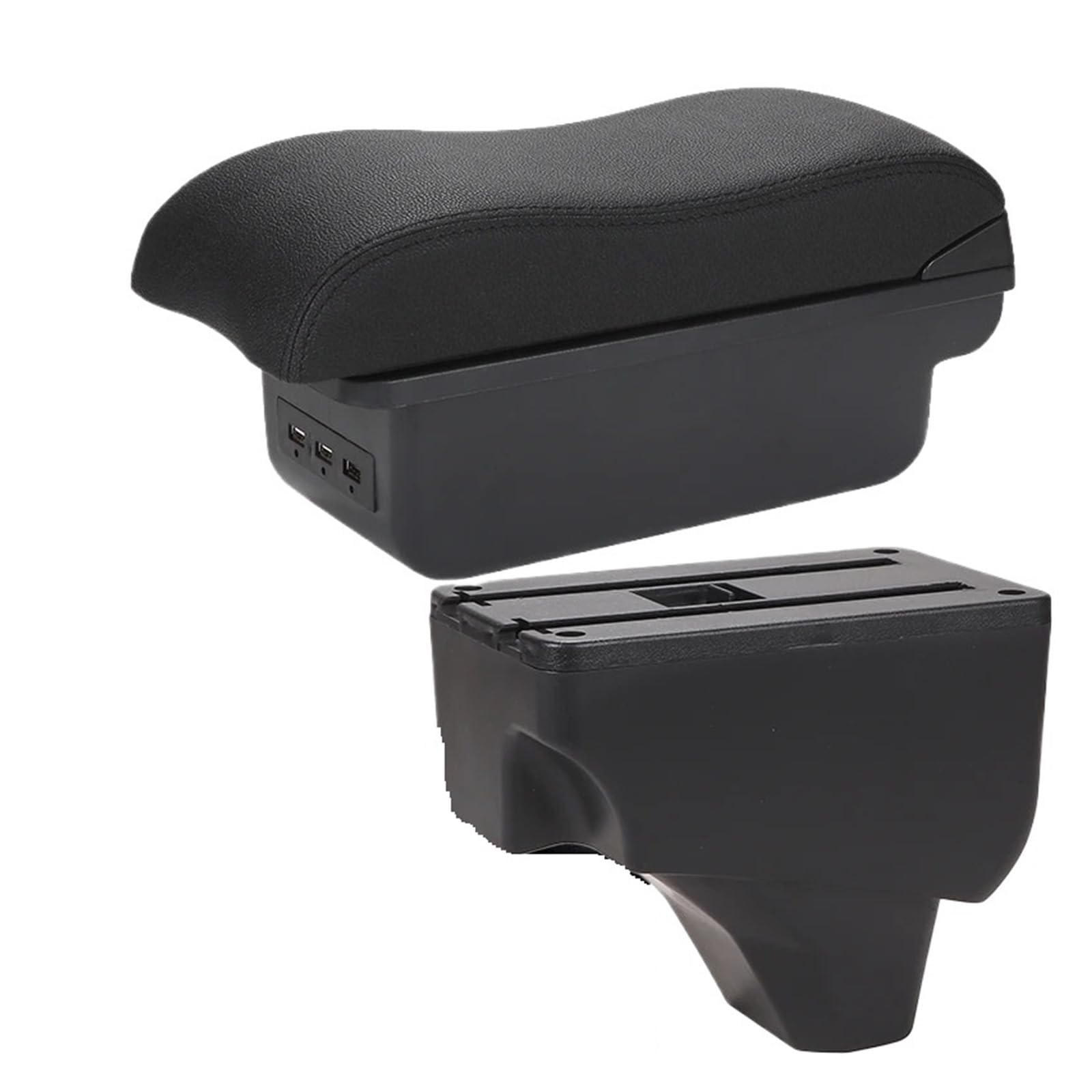 Ggwqoops Car Armrests For Peugeot 208 2008 2019-2024 Car Armrest Storage Box Retrofit Parts Curved Surface Accessories Armrest Box(B2 Black line 3USB)