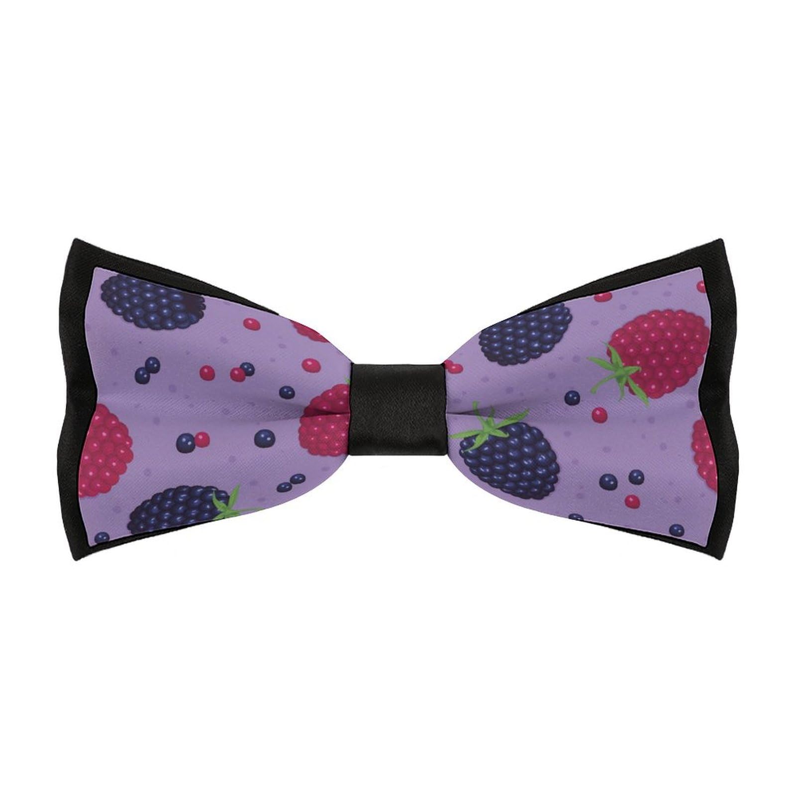 JYYAU Fruit of Raspberries Pattern Bow Tie Adjustable Necktie For Men Business Fashion Pre-tied Tie Neckwear Novelty Accessory For Weddings Party Festival