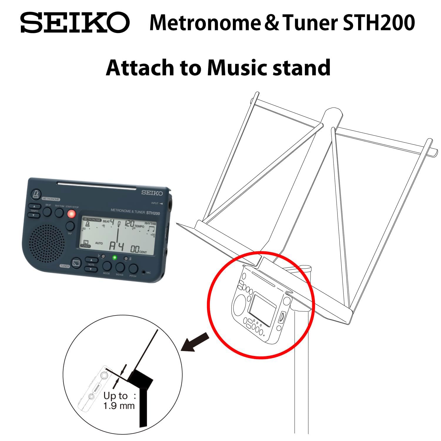 Seiko STH-200 - Metronomo con funzione accordatore con panno in microfibra Keepdrum