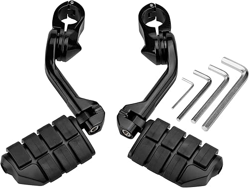 Estriberas en ángulo de 1.25 pulgadas de largo para motocicleta, reposapiés ajustables para carretera con abrazaderas, kit compatible con Harley