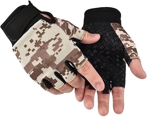 SUJAYU Guantes sin dedos, guantes de bicicleta, guantes tácticos, guantes de airsoft, guantes de entrenamiento, guantes de pesca, guantes de