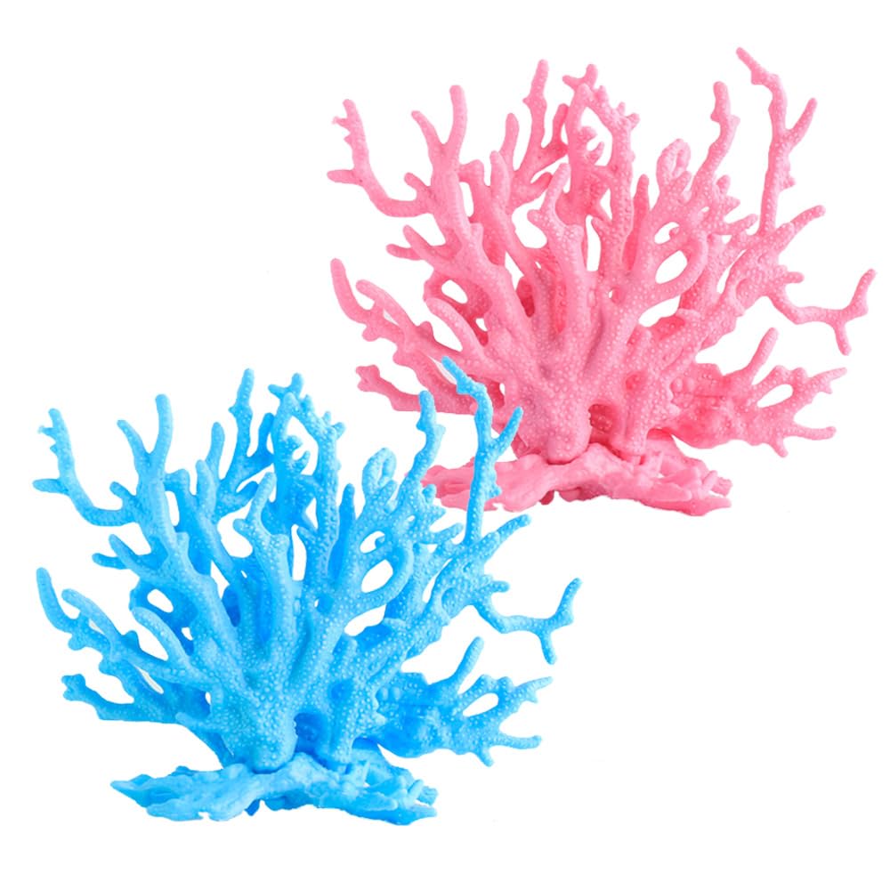 Dtoterul Decoración de Coral Artificial para Acuario 2 Piezas Coral Planta Ornamento Adornos Artificiales de Coral Decoracion Acuarios Pequeños Coral de Simulación para Acuario Tanque Pescados