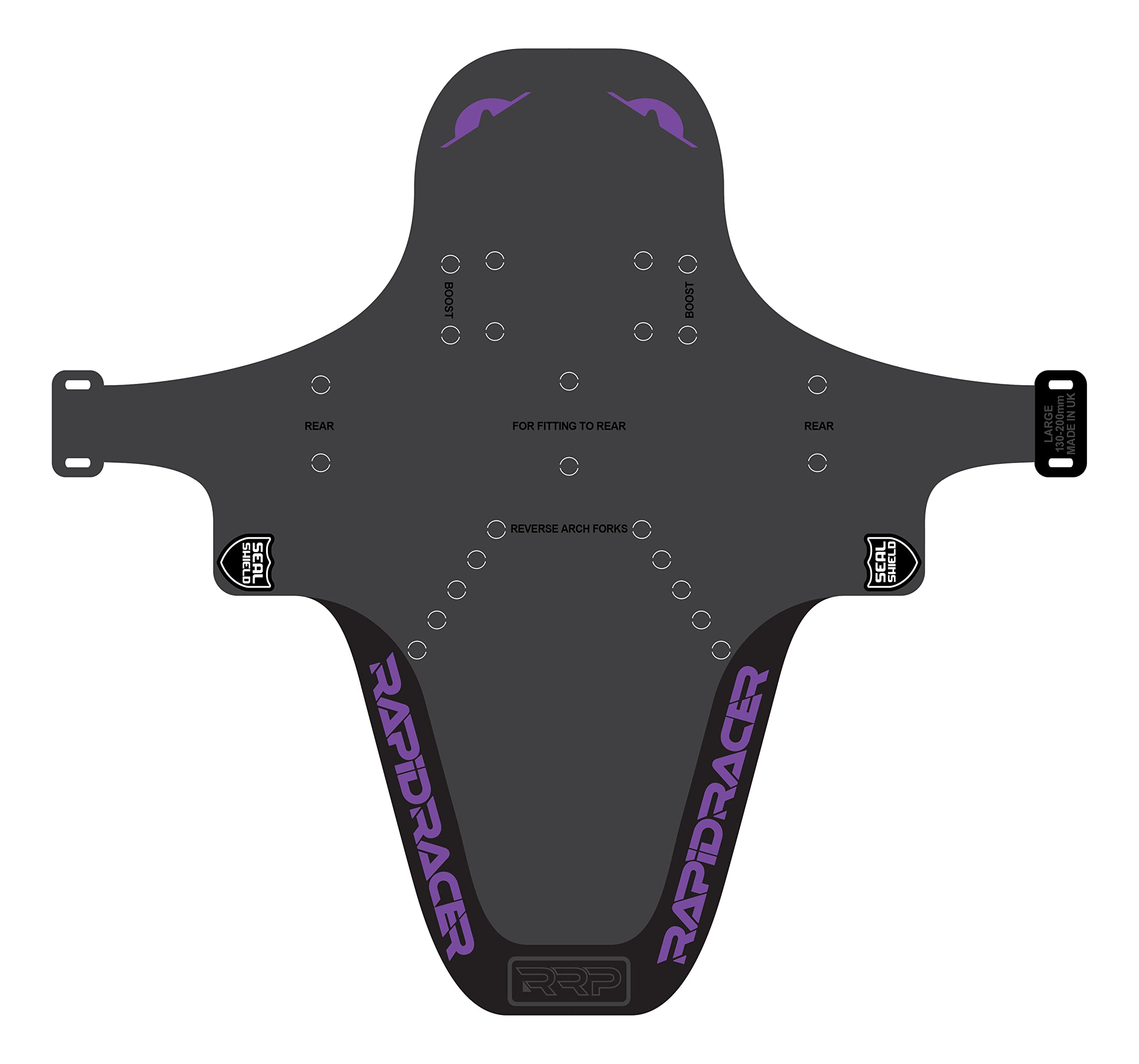 RRP Rapid Racer Products Unisex's Enduro Mudguard, Black/Purple, Large