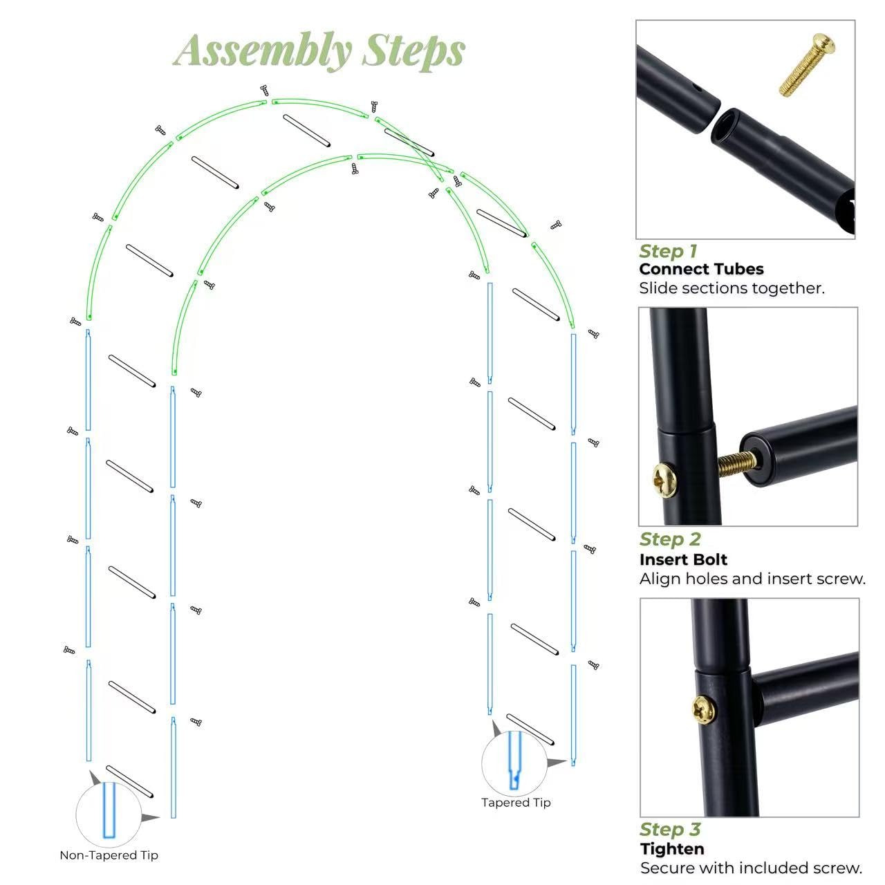 Black Garden Arch Trellis - Climbing Plant Support -6