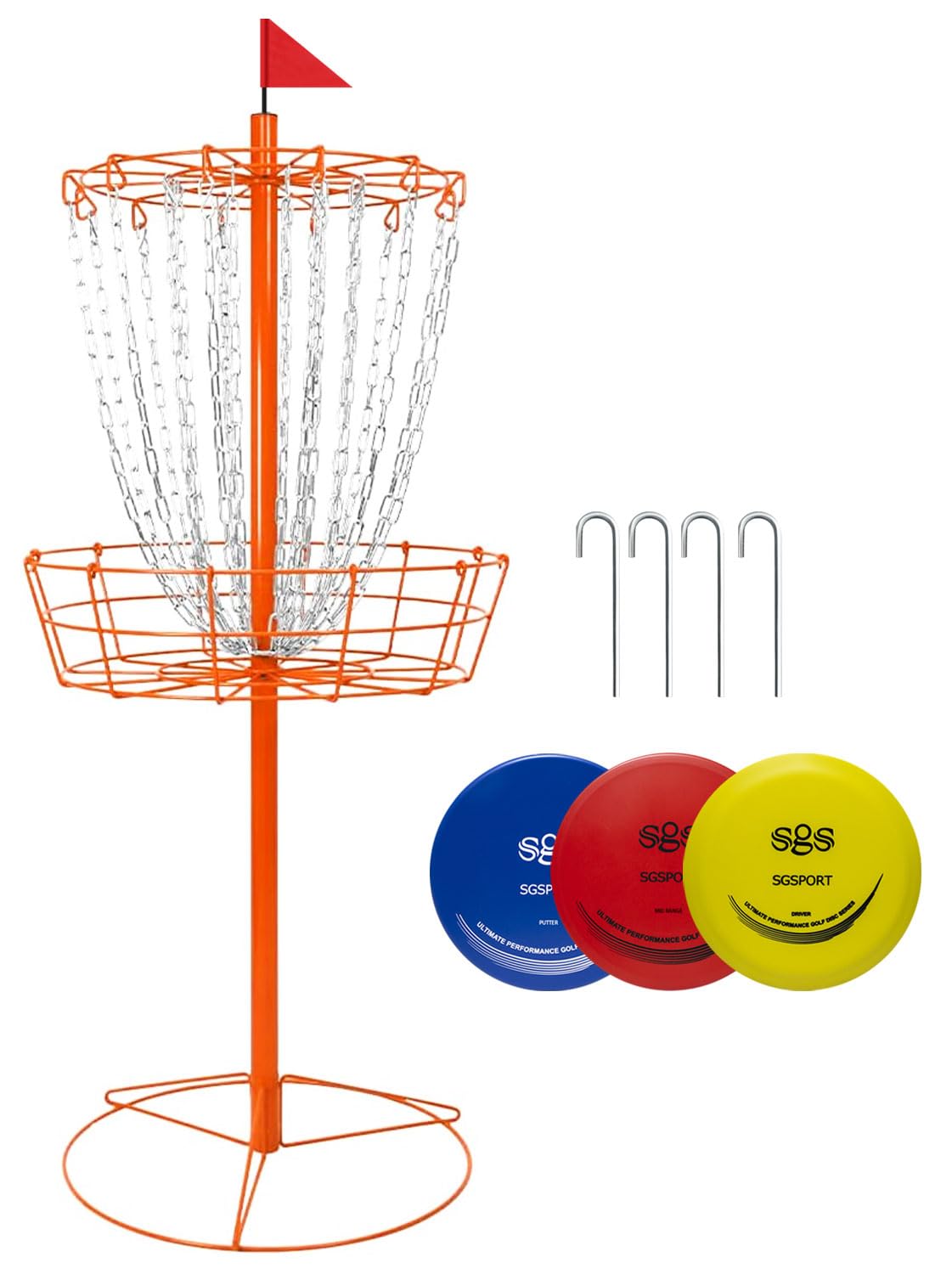 TARUMG 24-Chains Disc Golf Basket with Handbag&amp;Discs,Multi-Colors Choices
