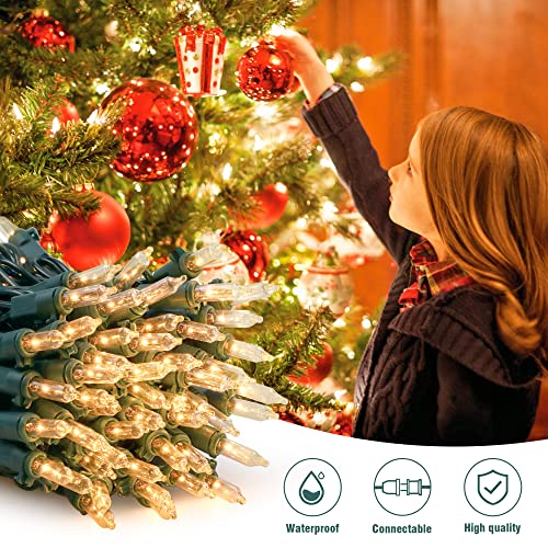 Hopolon 2 Pack 13ft 50 Clear Mini Christmas String Lights on Green Wire Cord for Indoor Outdoor Use, Connectable 120V Cl - Additional View