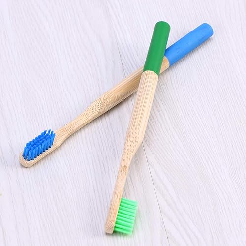 Miniatura 8 de EXCEART Cepillo de dientes de bambú, 3 piezas, cepillo de dientes suave de cuidado bucal, mango redondo, cepillo de dientes biodegradable para