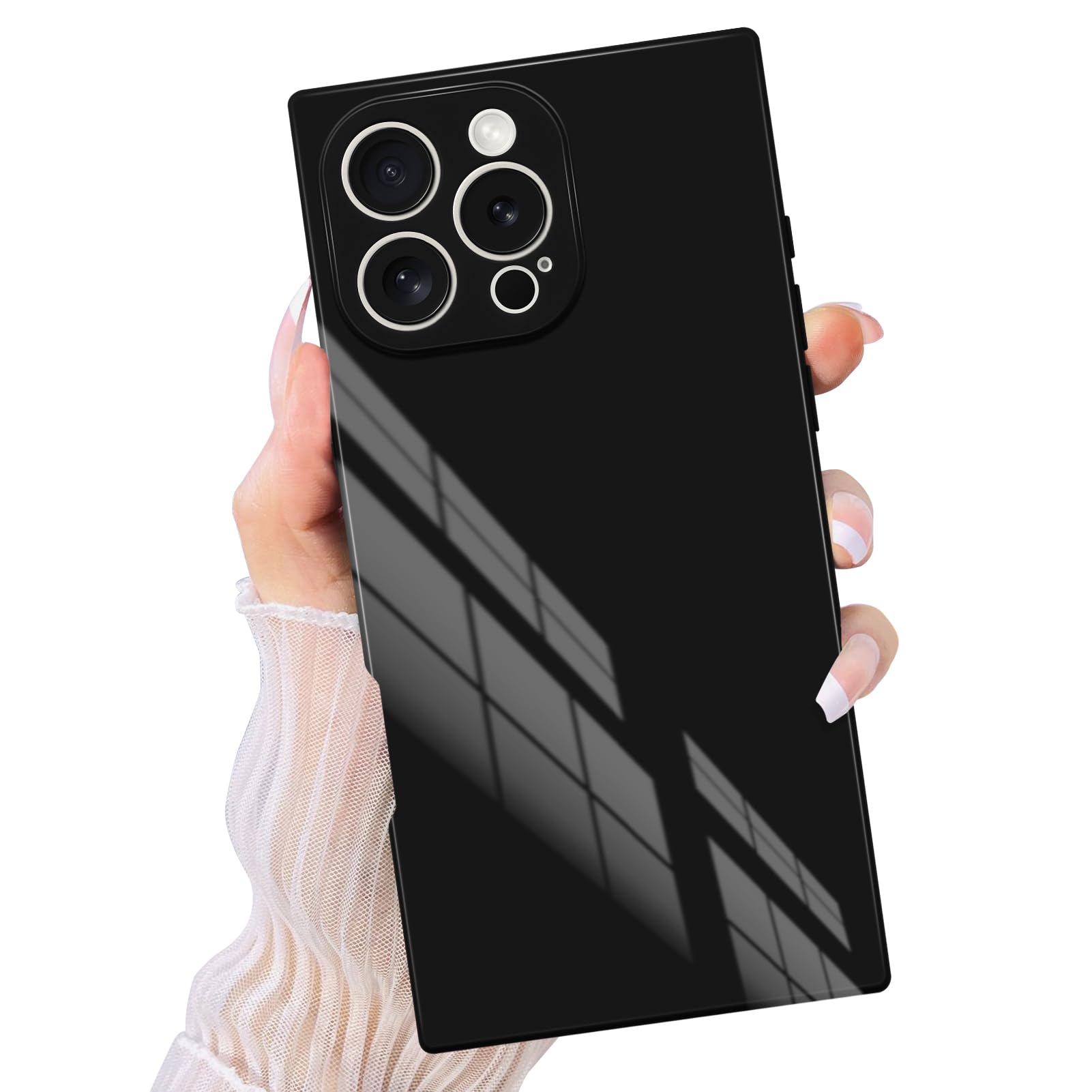 PSIOXY Compatible with iPhone 16 Pro Max Case Rectangle for Women Men, Soft TPU Shockproof Full Lens Protection, Works with Magnetic Wireless Charging