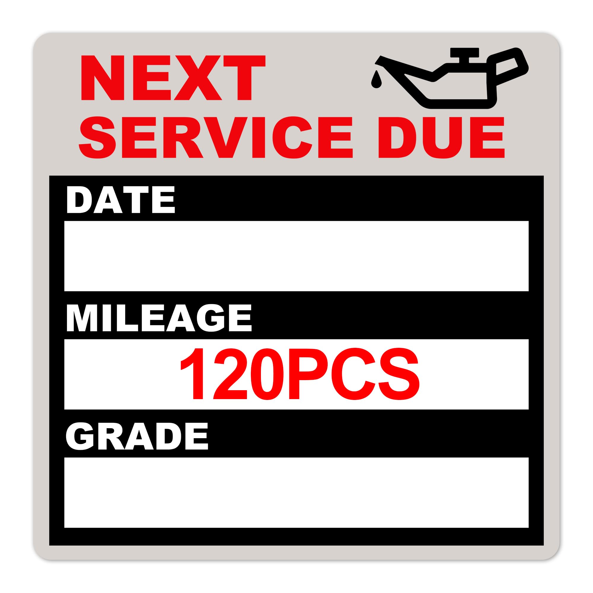 for Oil Change Sticker Static Cling, Clear Stickers 120 Pcs 2”x 2” Next Service Due Sticker for Windshield, Easy to Peel with No Residue for Car Auto Vehicle Window (Red22)