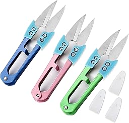 UPEOXT 3 Pack Sewing Scissors Thread Snips, Small Fabric Cutter with Cover, Mini Yarn Shears for Embroidery Knitting Crochet, Sewing Supplies, Crafting Supplies, Sharp Trimming Accessories, 4.25 Inch