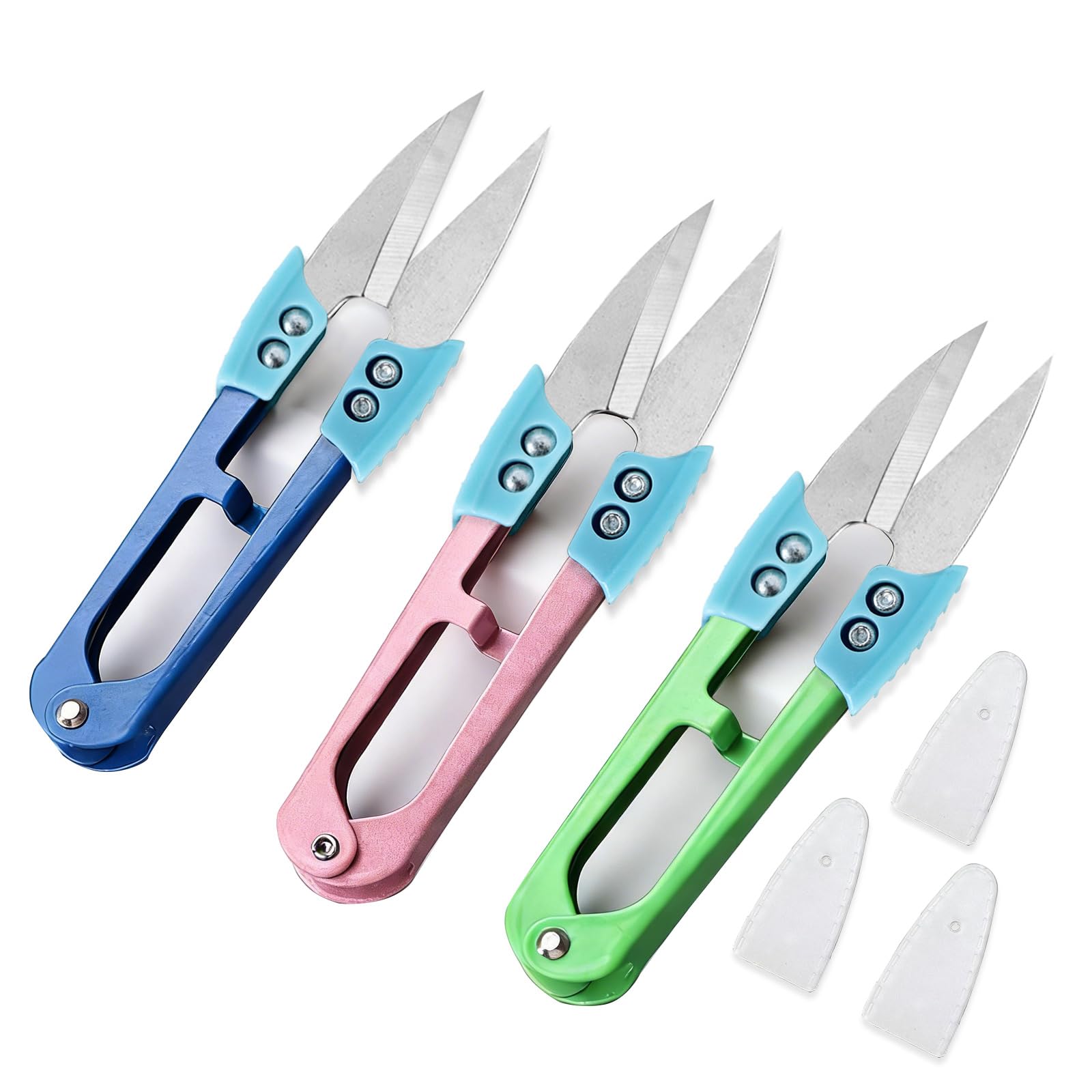 UPEOXT 3 Pack Sewing Scissors Thread Snips, Small Fabric Cutter with Cover, Mini Yarn Shears for Embroidery Knitting Crochet, Sewing Supplies, Crafting Supplies, Sharp Trimming Accessories, 4.25 Inch - 1