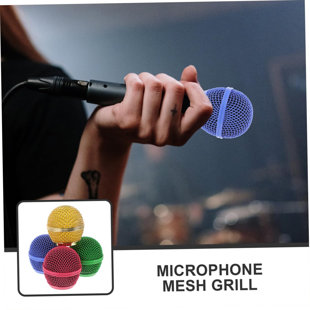 Kisangel Rejillas Metálicas de Malla para Micrófono 8 Unidades (2 Doradas, 2 Rosa Fucsia, 2 Verdes, 2 Azul Claro) Accesorio de Repuesto para Cabezal de Micrófono Uso Profesional en Música