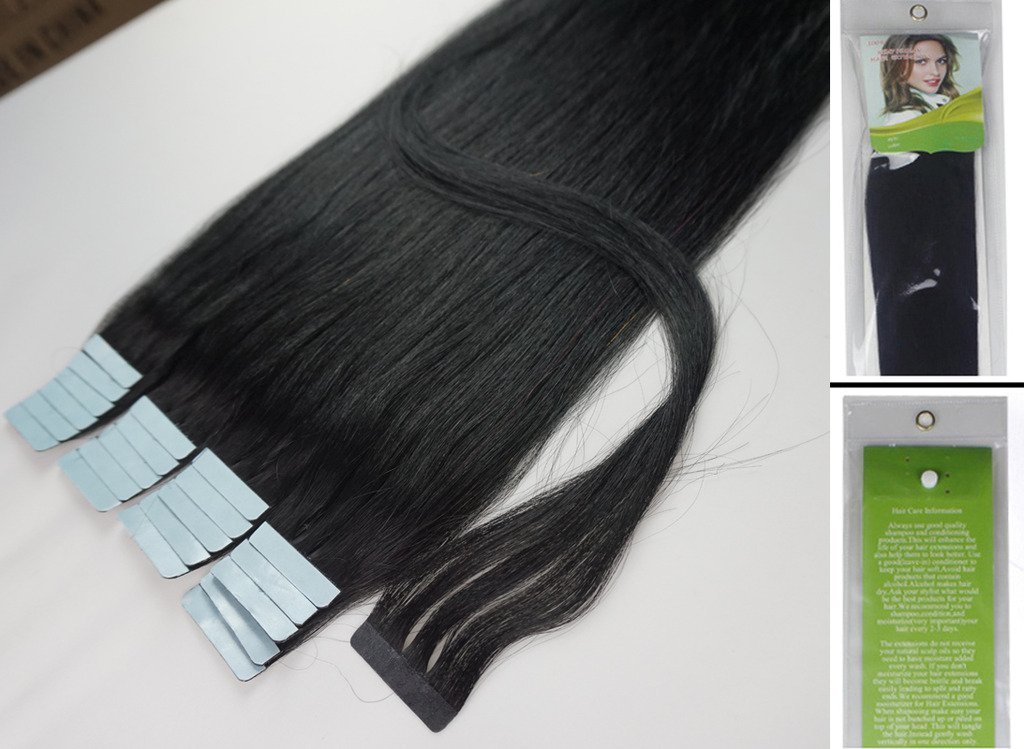16" 18" 20" 22" 24" Tape In Real Human Hair Extensions Natural Straight 100% Human Hair Beauty 19colors 20pcs in one pack,(20" 50g/20pcs color#01 Jet Black)