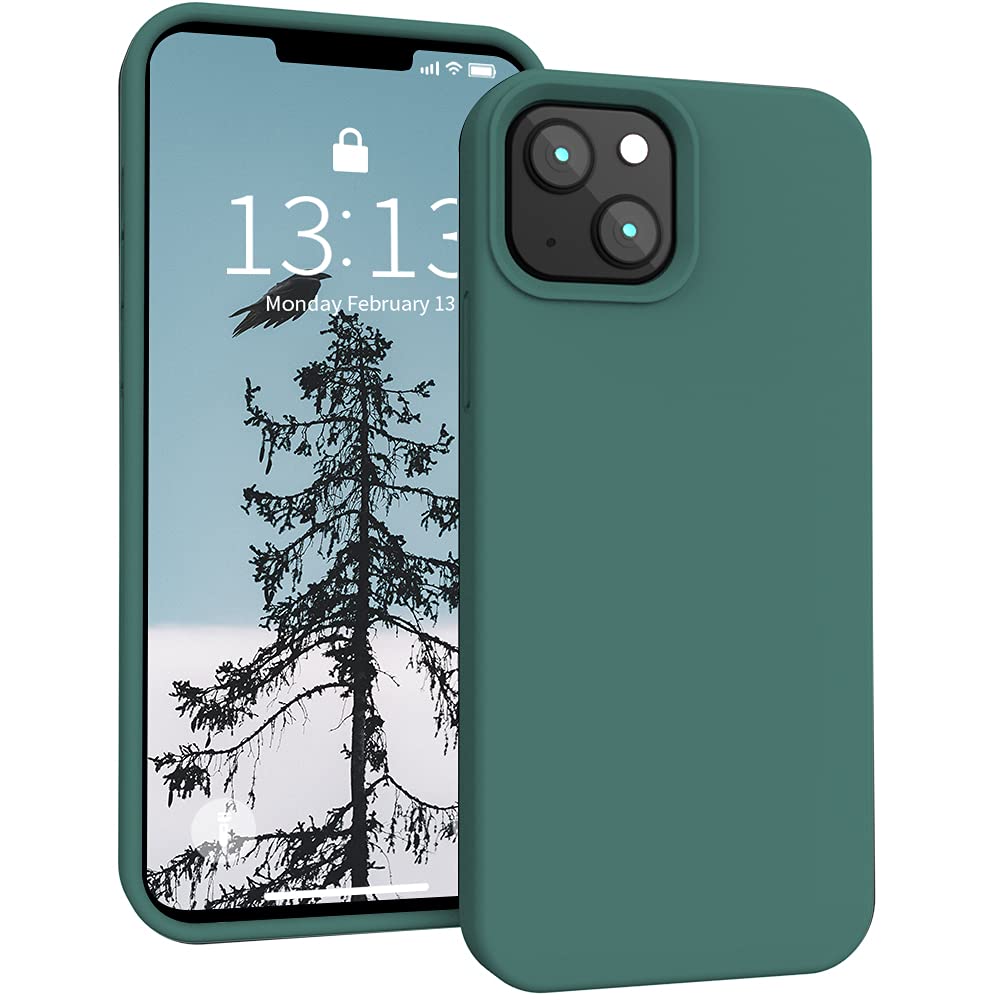 SOH Designed for iPhone 13 Case, Silicone Shockproof Protective Phone Case with Microfiber Lining Compatible with iPhone 13(6.1inch) (Forest Green)