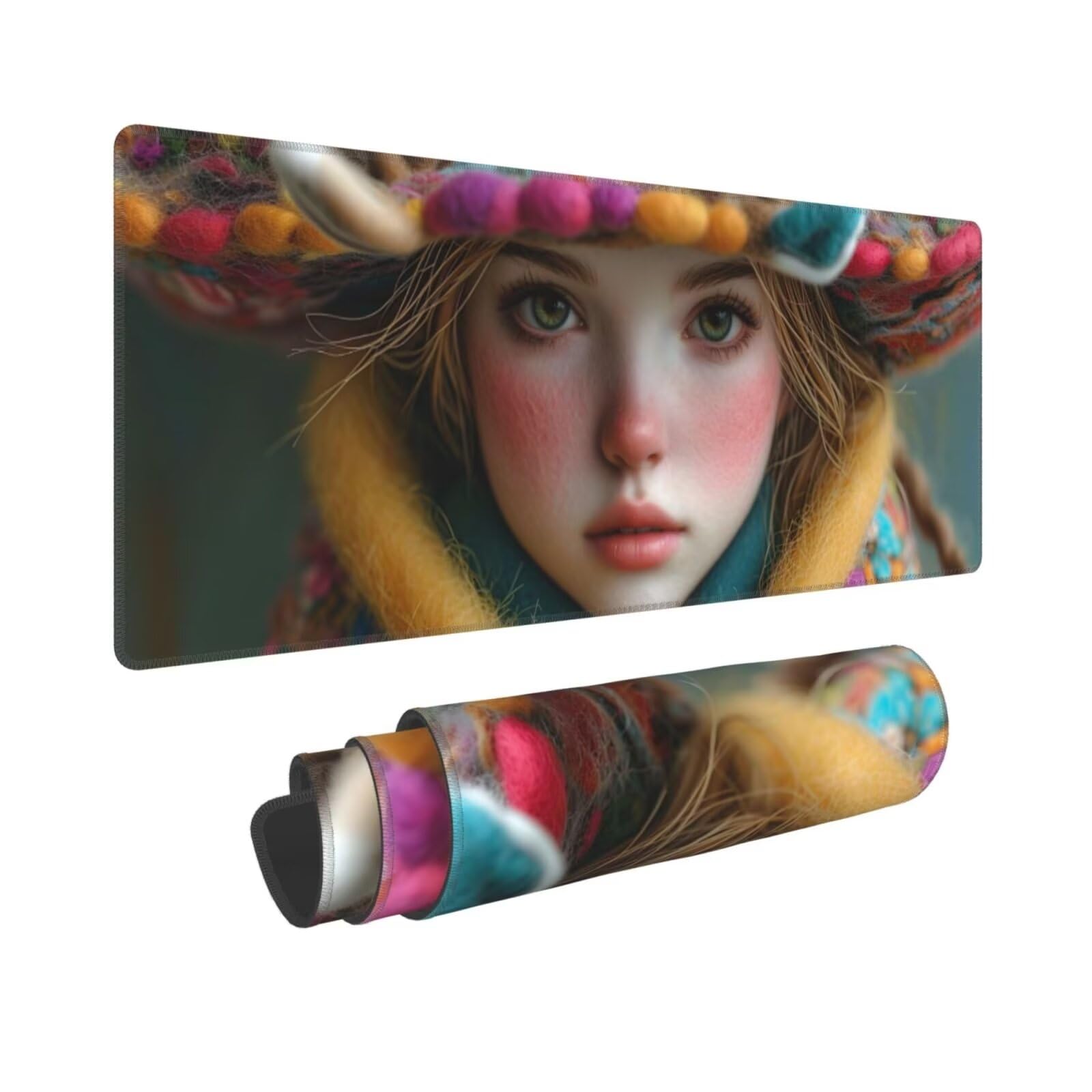 Tappetino Mouse, Tappetino Mouse Gaming Grande XXL 1500x800x3mm Tappetino Scrivania Mouse Pad, Base in Gomma Antiscivolo, Bordi Cuciti,Lavabile, Mousepad per Ufficio e Gaming (ragazza) R-540