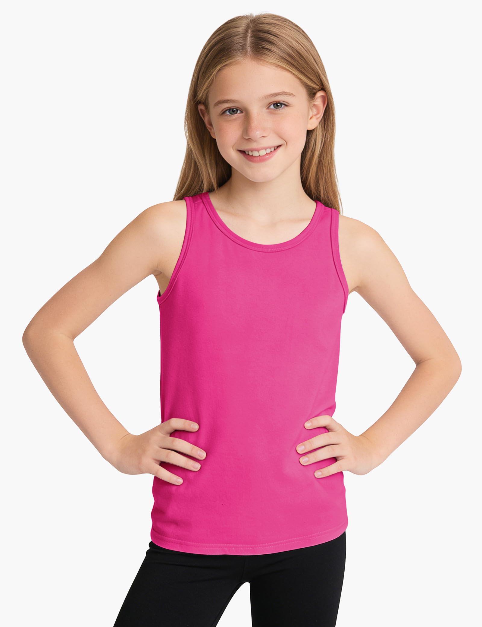 Auranso Camisetas sin mangas para niñas, con espalda cruzada, atléticas, de algodón, para danza, entrenamiento, paquete de 3 unidades