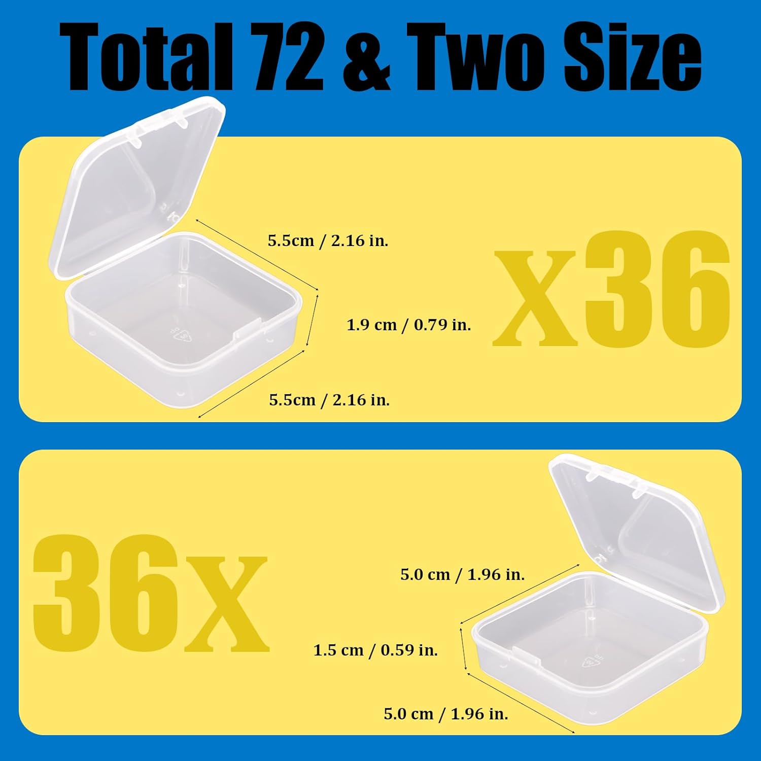 Mathtoxyz 72PCS Bead Organizer Box - Small Rectangle Bead Holder Plastic Cases for Clay Beads, Bracelet Making, DIY Jewelry, Craft, Nail