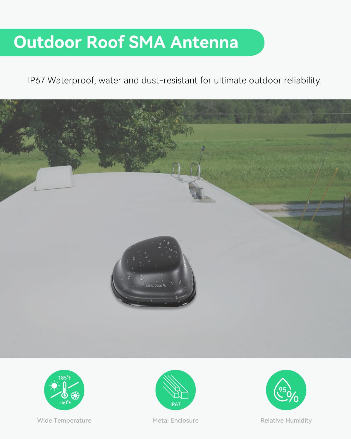 LINOVISION Antenne 5G LTE MIMO Combo 7-en-1, 4X 5G LTE, 1x GNSS, 2X Wi-FI, Antenne SMA pour Toit extérieur avec 3m de câble, Fonctionne avec Teltonika RUTM50, RUTX50, TRB500, RUTC50 (PR1KC640)