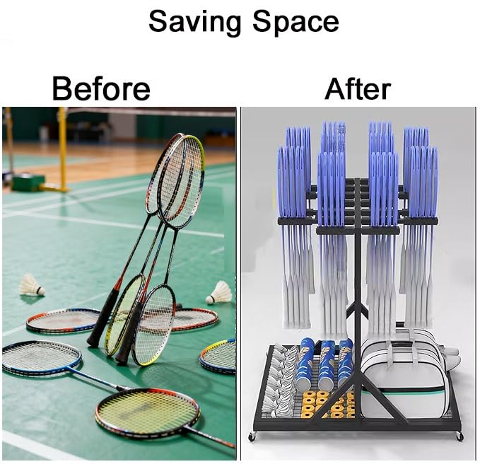 Support de rangement portable robuste en acier pour raquettes de badminton - 3