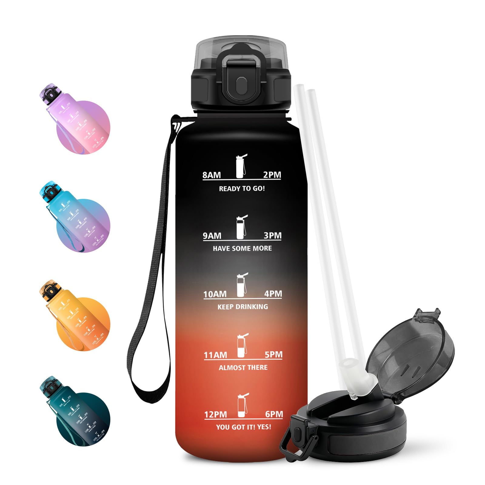 JAPORIA 1.5L Water Bottle, Motivational Water Bottle with Straw, Leak Proof Water Bottle with Time Indicator for Office, School