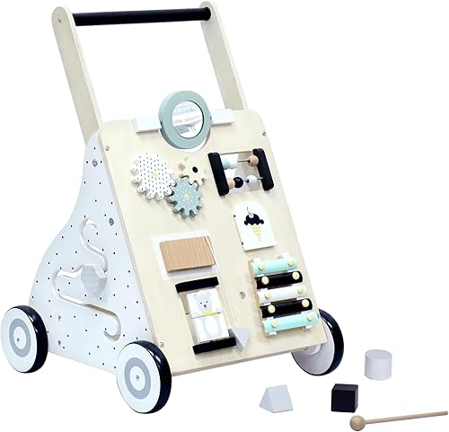 HERQUEEN Montessori Juguetes educativos, caminador de madera para bebés con ruedas Push Pull Baby Walkers Toddler Activity Walker Toy para niñas y