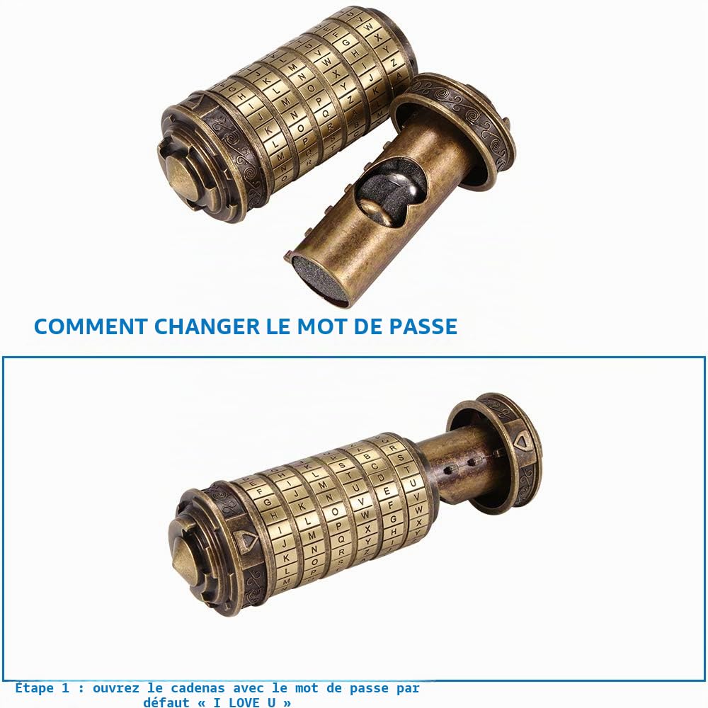 Powstro Da Vinci Code Boîte à Serrure cylindrique pour Noël, Anniversaire, Saint-Valentin, Cadeau créatif Romantique pour Les mères