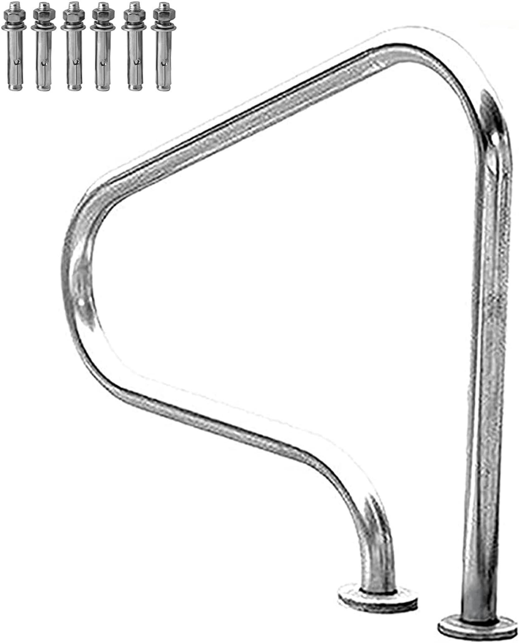 Pool Handrail Pool Handrail | Silver Stainless Steel Railing for Swimming Pools | Deck to Deck Mounted Pool Transitional Hand Rails ， 31.5 × 31.5 in Outdoor Safety Grab Handle*1