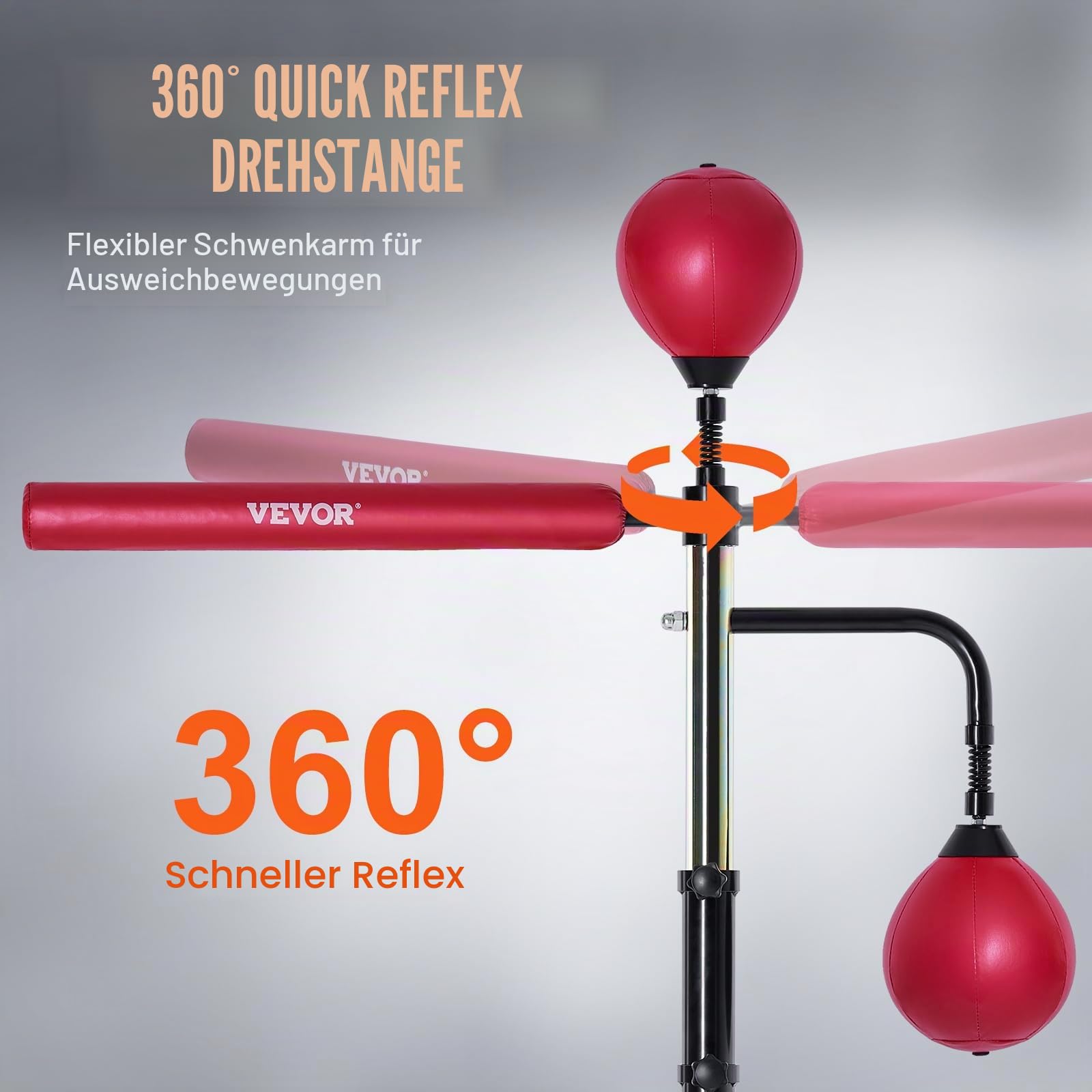 VEVOR Box-Speed-Trainer, Boxsack mit Ständer, Reflex-Boxsack für Jugendliche & Erwachsene, Höhenverstellbares Freistehendes Schlagsack-Set mit Handschuhen, Workout-Speed-Bag für Training Rot