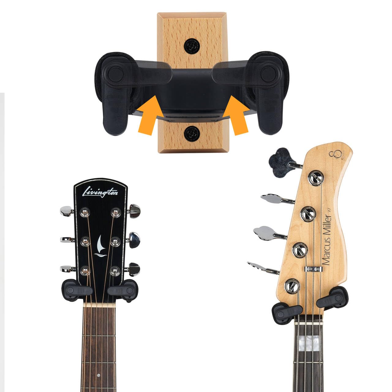 Sondery Wieszak na gitarę, uchwyt ścienny, automatyczna blokada i regulowany uchwyt na hak, stojak ścienny do akustycznych i elektrycznych gitar basowych, nie do Nitro-Finish