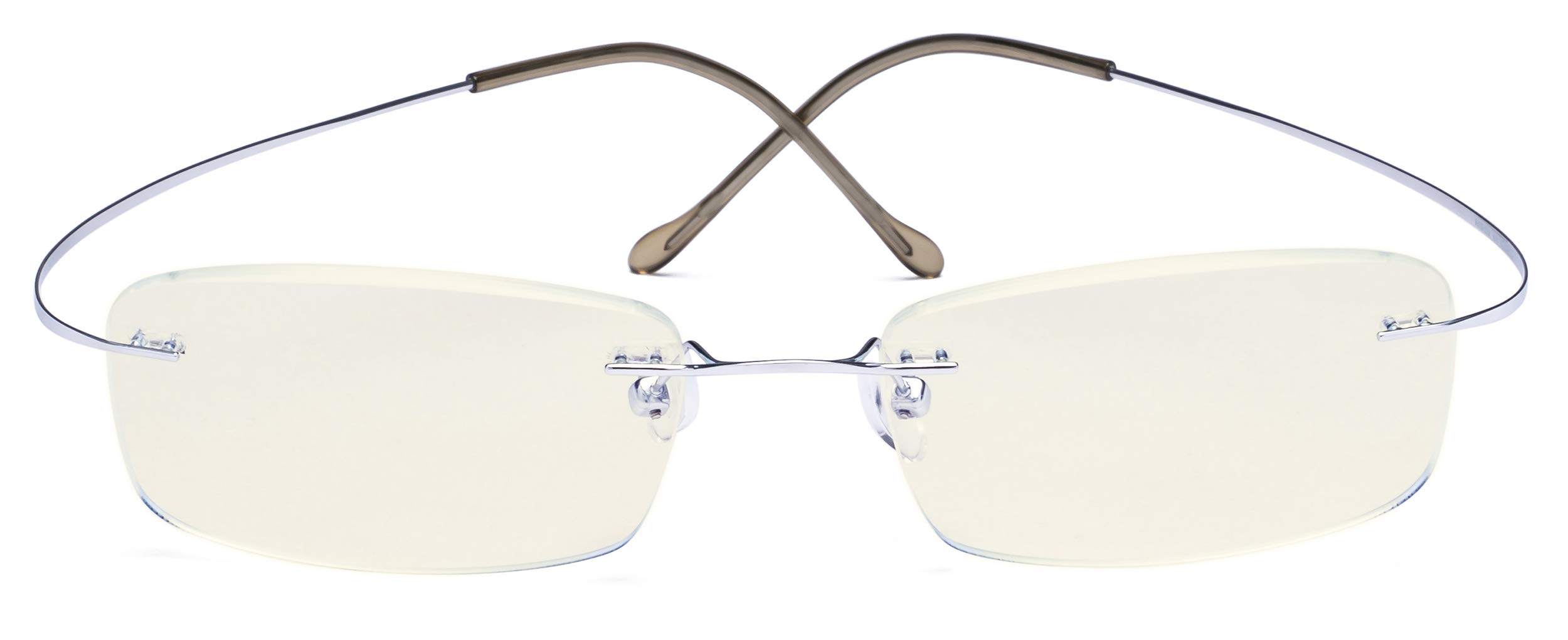 CessBlu Titanium Computer Glasses Reading Eyeglasses Frameless Readers Blue Light Filter