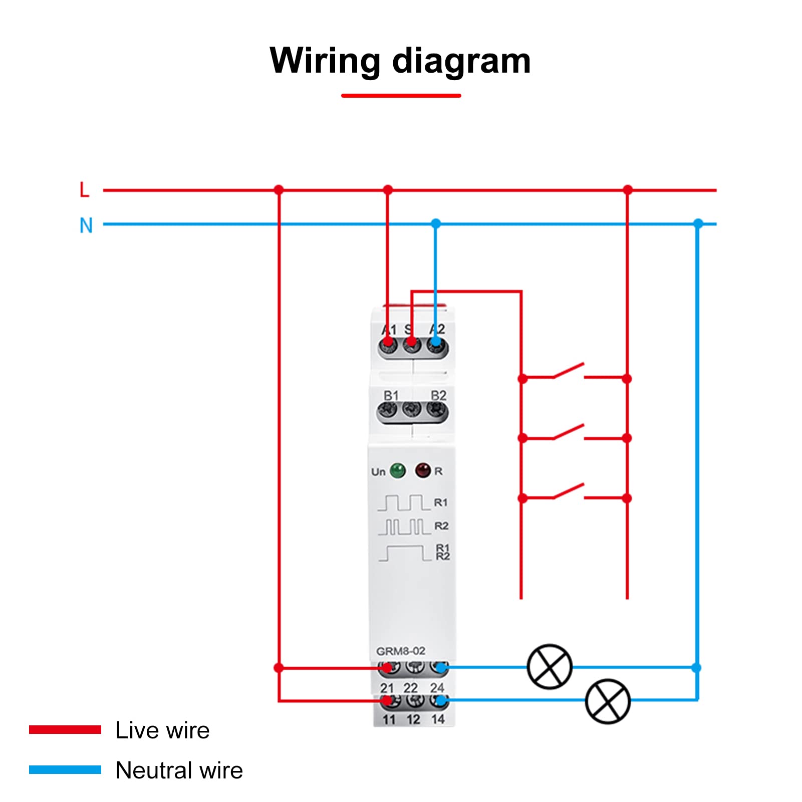 Relè elettrico a impulsi EVTSCAN-AC 230V, montaggio su guida DIN, con indicatore LED, 16A, 2 ON 2 OFF, SPDT, memoria e relè di bloccaggio modulare per controllare l'illuminazione